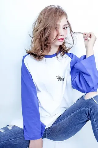 ミディアム カラー ブリーチ/髪質改善 NYNY大久保のヘアスタイル