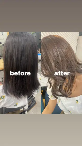 ミディアム カラー 艶 ケアブリーチ 🎀🩵RISAのヘアスタイル