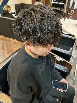 ミディアム パーマ メンズ 大阪/梅田/シャドウ パーマ/ノボリユウタのヘアスタイル