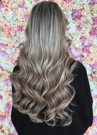 セミロング カラー パーマ チビ編み込みエクステ シールEXどぅ〜すのヘアスタイル