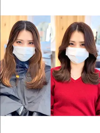 ミディアム 顔周り特化/韓国ヘア /レイヤー/吉野幸大のヘアスタイル