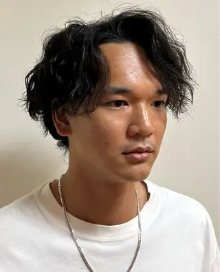 ミディアム パーマ メンズ 間中竜生 #メンズ特化のヘアスタイル