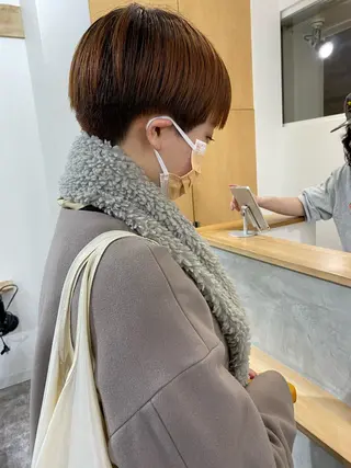 ショート カラー 森貴裕/ベージュ/ パーマ/オリーブのヘアスタイル