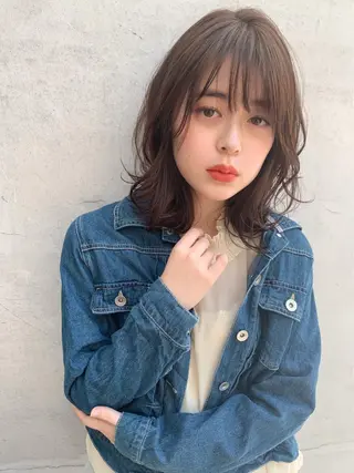 ミディアム パーマ 髪質改善カラー☆ ヘアアレンジmiyuのヘアスタイル