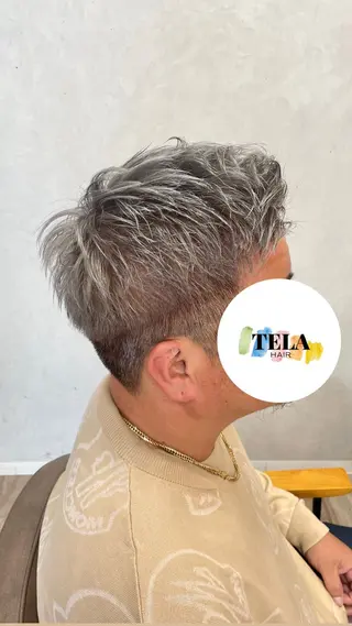 ショート カラー パーマ メンズ TELA HAIR 瑞江店所属・髪質改善⭐️透明感 片塩のヘアスタイル