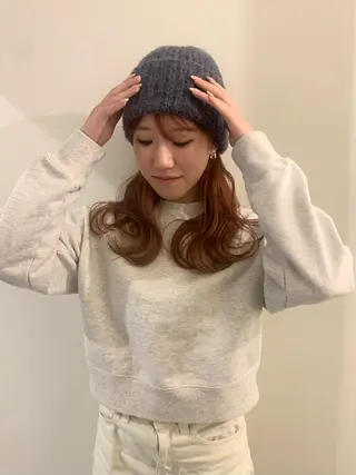 セミロング カラー 落合希 Olivebeigeのヘアスタイル