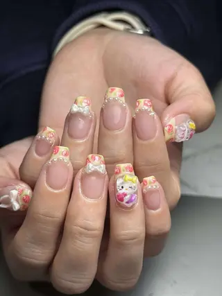 ネイル ユリ🎀長さだし/ パラジェル/持ち込みのネイルデザイン