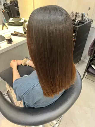 ミディアム 山崎/ボブ縮毛矯正 レイヤー髪質改善のヘアスタイル