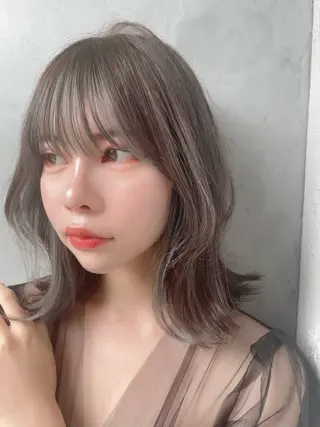 ミディアム 美髪矯正/艶カラー ボブ/栄/鐘ヶ江純也のヘアスタイル