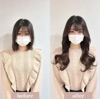 セミロング カラー カラーとエクステ 🌟エクステのヘアスタイル