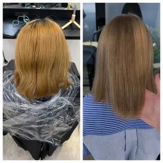 ショート け んブリーチ縮毛矯正のヘアスタイル