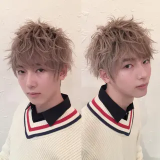 ショート ミディアム セミロング ロング カラー メンズ 👑圧倒的カラー👑 佐々木祐希のヘアスタイル