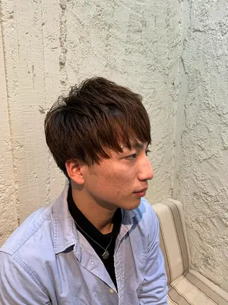 ショート メンズ 髪質改善ストレート/ ブリーチ／渋谷　福田のヘアスタイル
