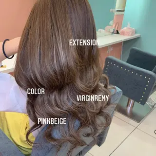 ロング カラー エクステ🩵ブリーチ 韓国ヘア🩵KAEのヘアスタイル