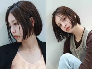 ショート 切りっぱなしボブ× 透明感カラー 原田のヘアスタイル