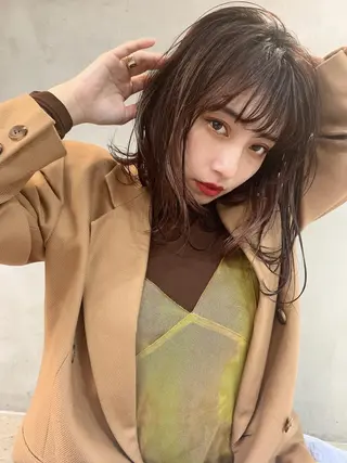 ミディアム カラー 小顔レイヤー×コンパ クトボブ/林隆平のヘアスタイル