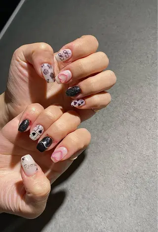 ネイル I-nailロング /ワンホン/キラキラのネイルデザイン