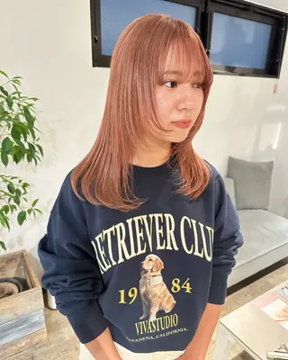 セミロング カラー ✨艶ブリーチカラー ✨四ノ宮裕己のヘアスタイル