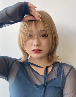 ミディアム カラー レイヤー/ボブ/透明 感カラー/nayuのヘアスタイル