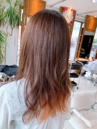 セミロング カラー 白髪ぼかしハイライト 柳川拓哉のヘアスタイル