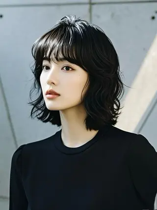 ミディアム ウルフカット 811 大阪梅田 ウルフのヘアスタイル