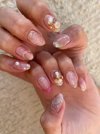 ロング カラー ヘアアレンジ キッズ ネイル マツエク・マツパ アイブロウ 福田 加奈のネイルデザイン