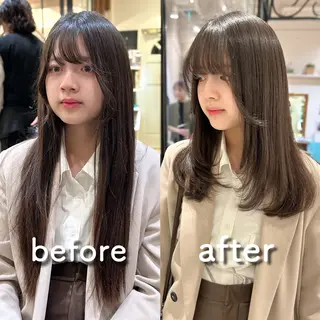 セミロング ハッシュカット/韓国 レイヤー/カハナのヘアスタイル