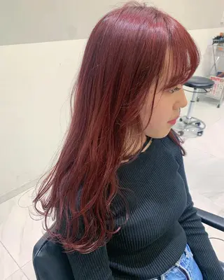 セミロング カラー minami🪷 暖色カラーのヘアスタイル