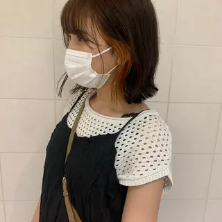 ミディアム カラー ミディアムパーマ /癖毛パーマのヘアスタイル