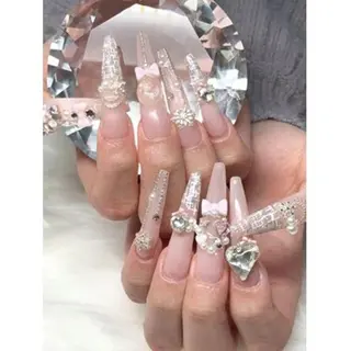 ロング 波 なみのネイルデザイン