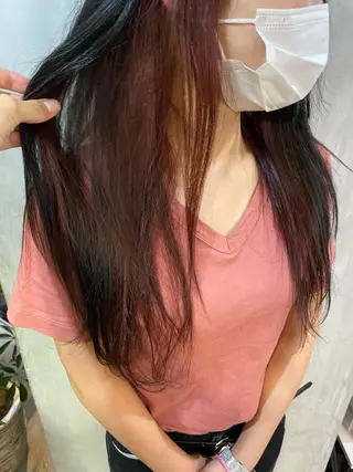 ロング カラー ヘアアレンジ 切りっぱなしボブ/ デザインカラー店長のヘアスタイル