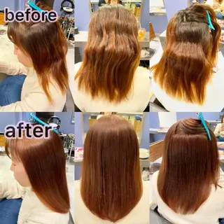 セミロング カラー パーマ ブリーチ縮毛矯正/ デサキ ショウヘイのヘアスタイル