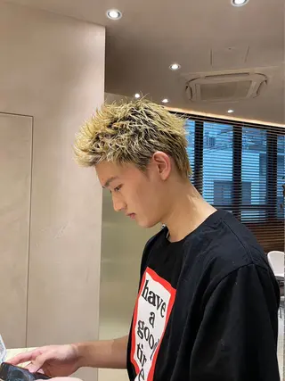 ショート カラー メンズ heavenly by HAVANA新宿所属・メンズショート/ピン パーマ/新宿/フウガのヘアスタイル