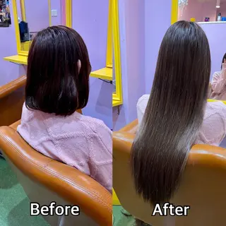 ロング シール+ちび編み込み エクステ梅田🐨のヘアスタイル