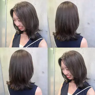 ミディアム カラー カジュアルを女っぽく 𝗮𝘆𝗮𝗰𝗼のヘアスタイル