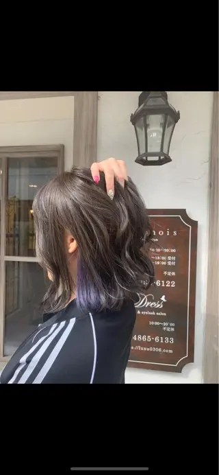 ミディアム カラー パーマ ヘアアレンジ 韓国♡ワンホン系 ♡YURIのヘアスタイル