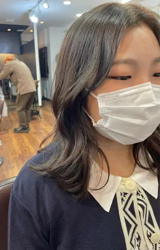 ミディアム 【韓国ヘア×透明感 カラー】笹谷 莉未のヘアスタイル