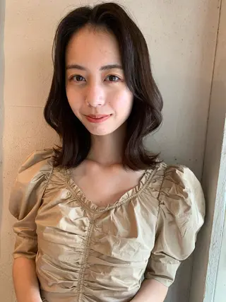 ミディアム カラー 透明感/オリーブ/ グレージュ/YUKAのヘアスタイル