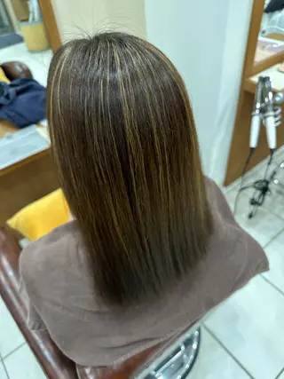 セミロング カラー 巻けるケア縮毛矯正✨ ケアカラー✨山下のヘアスタイル