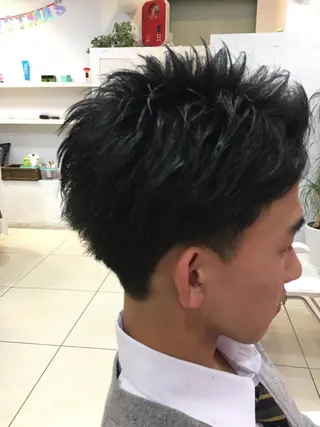 ショート メンズ 髪質改善× ハイライト溝江のヘアスタイル