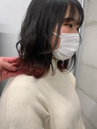 ミディアム カラー 透明感/オリーブ/ グレージュ/YUKAのヘアスタイル