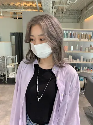 ミディアム カラー 桃果 momokaのヘアスタイル