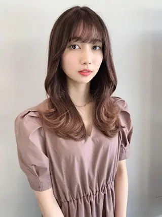 ミディアム カラー 透明感/オリーブ/ グレージュ/YUKAのヘアスタイル