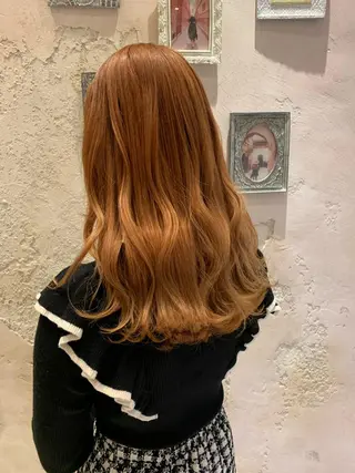 ロング カラー 川井麻由🎀アイドル 量産🎀ピンクカラーのヘアスタイル