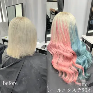 ロング カラー エクステ🩵ブリーチ 韓国ヘア🩵KAEのヘアスタイル