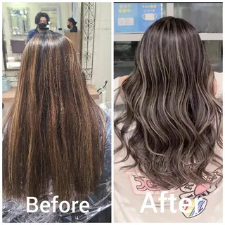 ロング カラー cherie所属・バレイヤージュ/ ハイライト/大内格のヘアスタイル