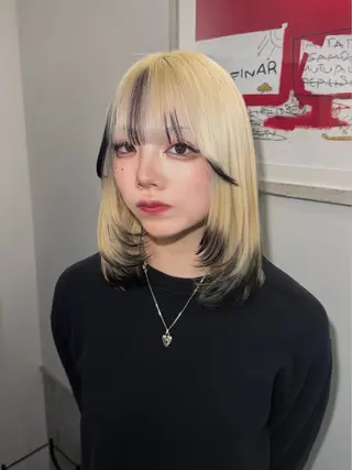 セミロング カラー ブリーチ/アレンジ/ 19歳/新宿/アリルのヘアスタイル