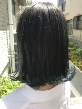 ミディアム カラー 暖色カラー🍊 ボブ🌿顔周りcutのヘアスタイル