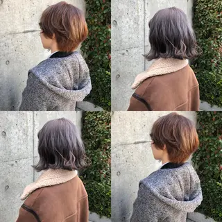 ミディアム カラー JuNブリーチに 縮毛矯正するプロのヘアスタイル