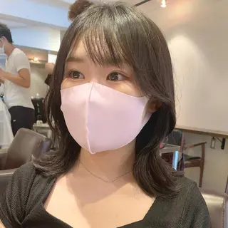 ミディアム カラー 透明感/オリーブ/ グレージュ/YUKAのヘアスタイル